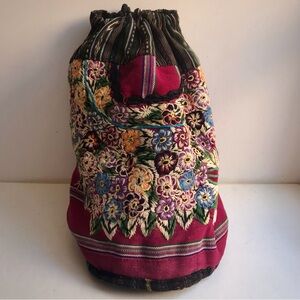 Guatemala Backpack Duffle Multicolor Cloth Embroidered Medium Size Sling Purse